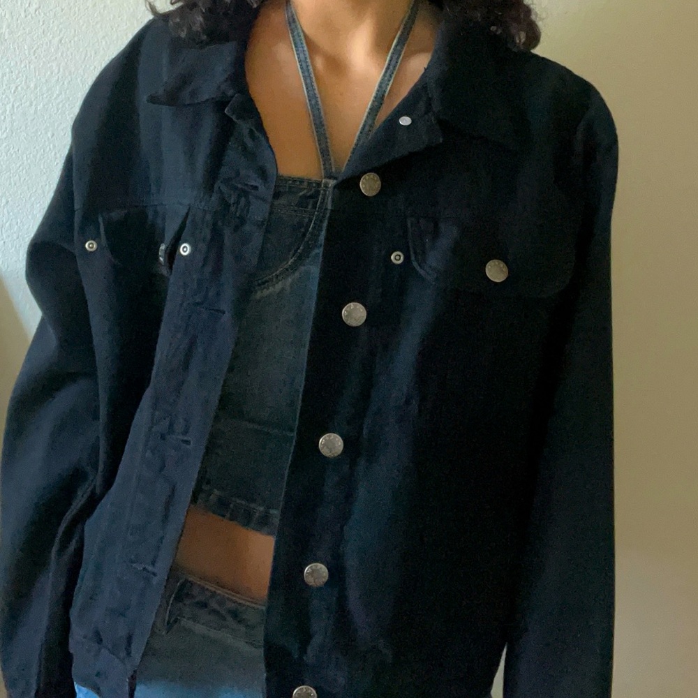 vintage black jean jacket S-M